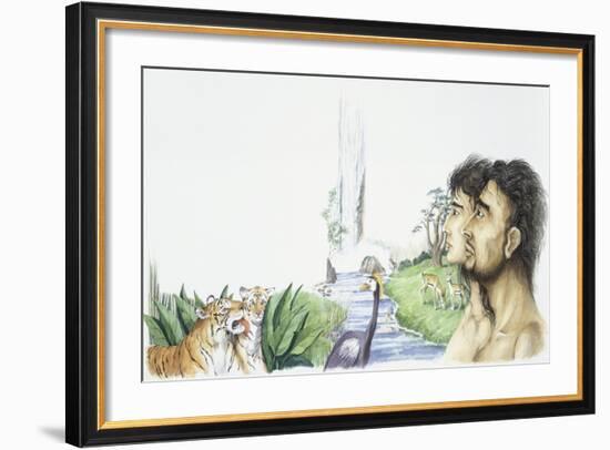 Adam and Eve in Garden of Eden-null-Framed Giclee Print