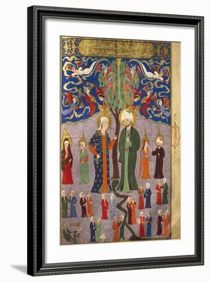 Adam and Eve in Paradise and 13 Twins, Miniature from the Tales of Luqman, 1583-null-Framed Giclee Print