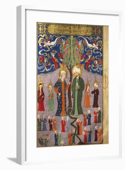 Adam and Eve in Paradise and 13 Twins, Miniature from the Tales of Luqman, 1583-null-Framed Giclee Print