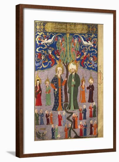 Adam and Eve in Paradise and 13 Twins, Miniature from the Tales of Luqman, 1583-null-Framed Giclee Print