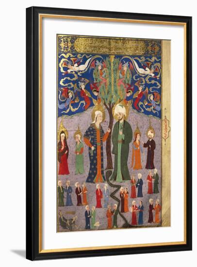 Adam and Eve in Paradise and 13 Twins, Miniature from the Tales of Luqman, 1583-null-Framed Giclee Print