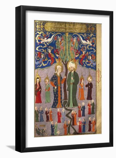 Adam and Eve in Paradise and 13 Twins, Miniature from the Tales of Luqman, 1583-null-Framed Giclee Print