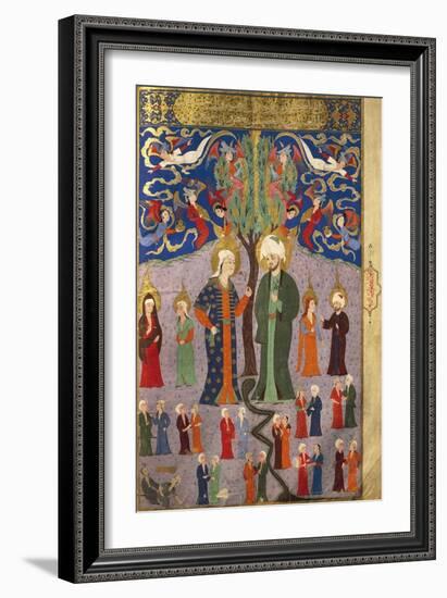 Adam and Eve in Paradise and 13 Twins, Miniature from the Tales of Luqman, 1583-null-Framed Giclee Print