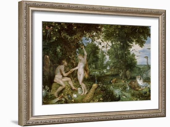 Adam and Eve in Paradise, circa 1610-15-Jan Brueghel the Elder-Framed Giclee Print