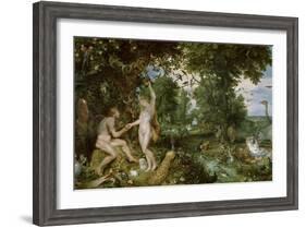 Adam and Eve in Paradise, circa 1610-15-Jan Brueghel the Elder-Framed Giclee Print