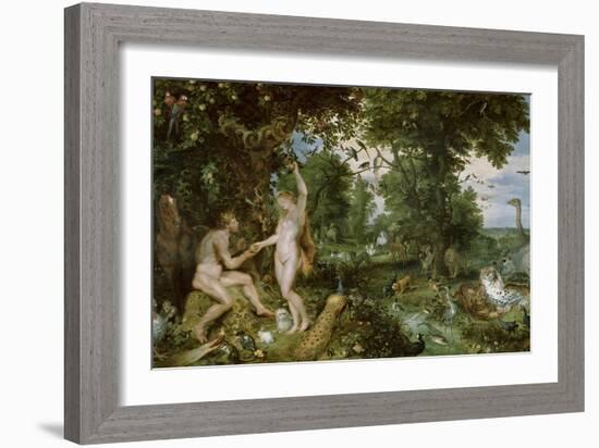 Adam and Eve in Paradise, circa 1610-15-Jan Brueghel the Elder-Framed Giclee Print