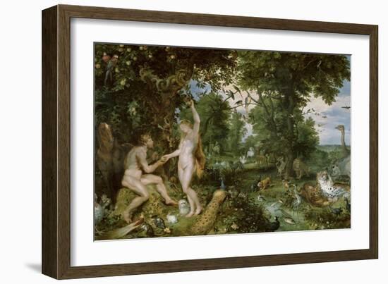 Adam and Eve in Paradise, circa 1610-15-Jan Brueghel the Elder-Framed Giclee Print