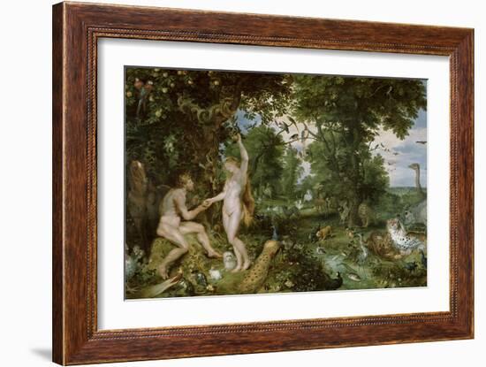 Adam and Eve in Paradise, circa 1610-15-Jan Brueghel the Elder-Framed Giclee Print