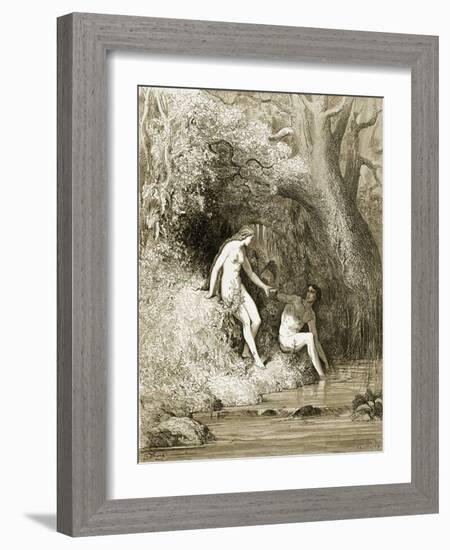 Adam and Eve in Paradise-Gustave Doré-Framed Giclee Print