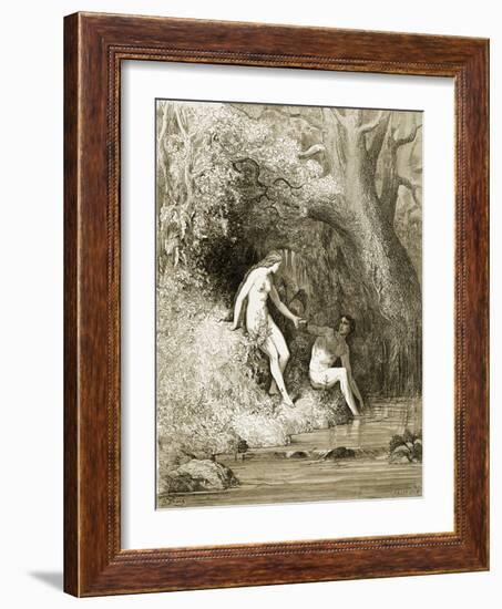 Adam and Eve in Paradise-Gustave Doré-Framed Giclee Print