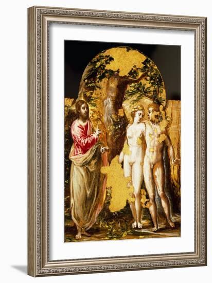 Adam and Eve in Presence of Lord, Portable Triptych Altar-null-Framed Giclee Print