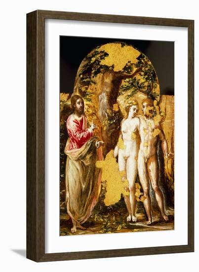 Adam and Eve in Presence of Lord, Portable Triptych Altar-null-Framed Giclee Print