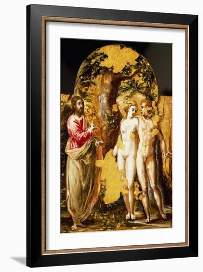 Adam and Eve in Presence of Lord, Portable Triptych Altar-null-Framed Giclee Print