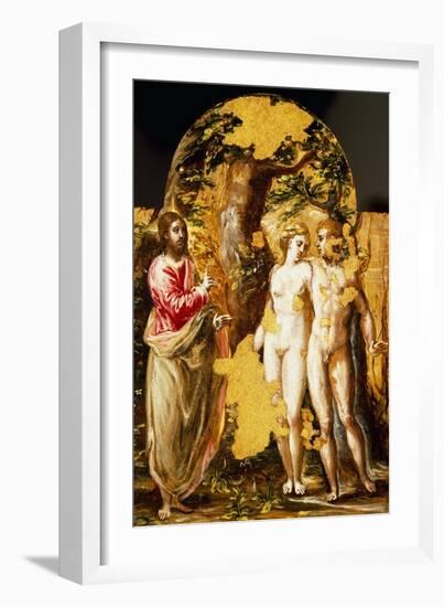 Adam and Eve in Presence of Lord, Portable Triptych Altar-null-Framed Giclee Print