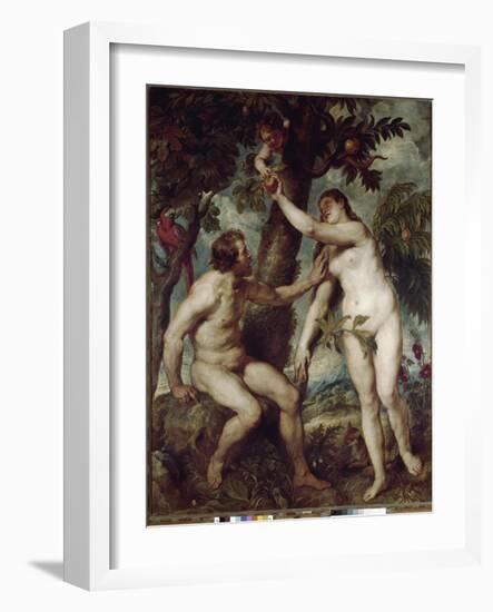 Adam and Eve in the earthly paradise-Peter Paul Rubens-Framed Giclee Print