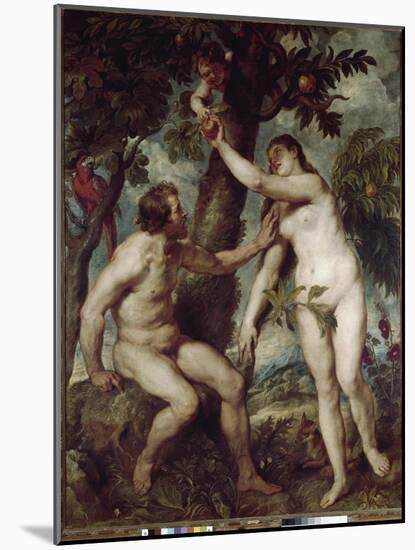 Adam and Eve in the earthly paradise-Peter Paul Rubens-Mounted Giclee Print