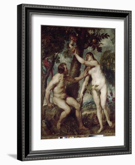 Adam and Eve in the earthly paradise-Peter Paul Rubens-Framed Giclee Print