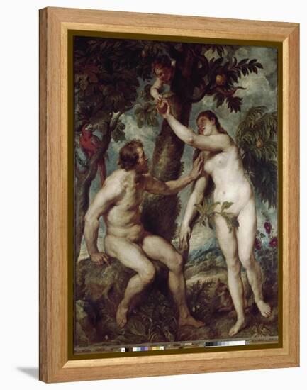 Adam and Eve in the earthly paradise-Peter Paul Rubens-Framed Premier Image Canvas