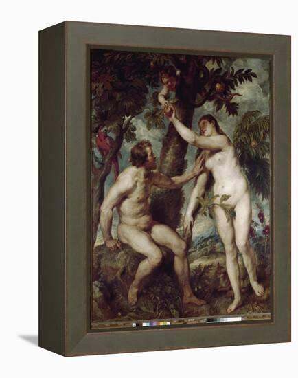 Adam and Eve in the earthly paradise-Peter Paul Rubens-Framed Premier Image Canvas