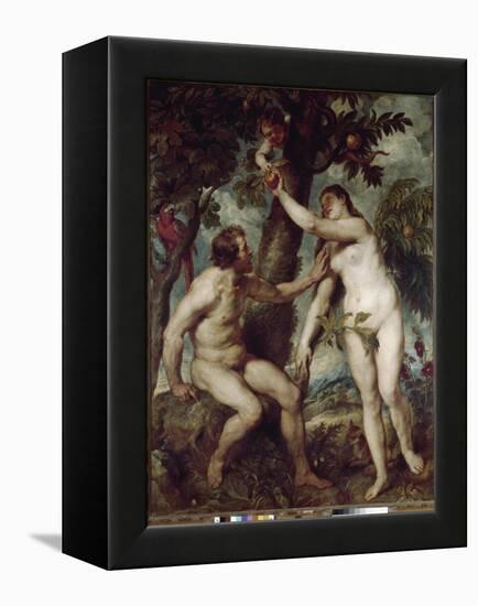 Adam and Eve in the earthly paradise-Peter Paul Rubens-Framed Premier Image Canvas