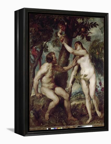 Adam and Eve in the earthly paradise-Peter Paul Rubens-Framed Premier Image Canvas