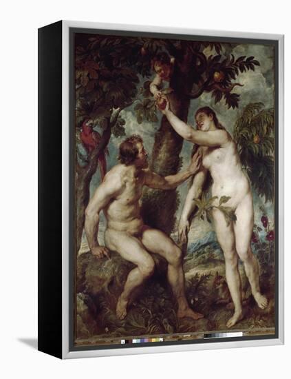 Adam and Eve in the earthly paradise-Peter Paul Rubens-Framed Premier Image Canvas