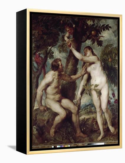 Adam and Eve in the earthly paradise-Peter Paul Rubens-Framed Premier Image Canvas