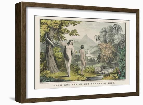 Adam and Eve in the Garden of Eden, from the Book of Genesis, Old Testament.-Stocktrek Images-Framed Art Print