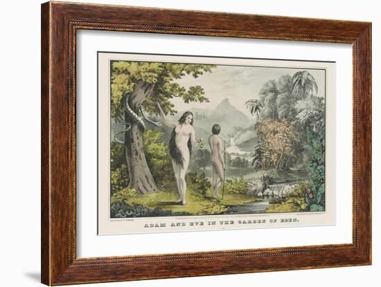 Adam and Eve in the Garden of Eden, from the Book of Genesis, Old Testament.-Stocktrek Images-Framed Art Print