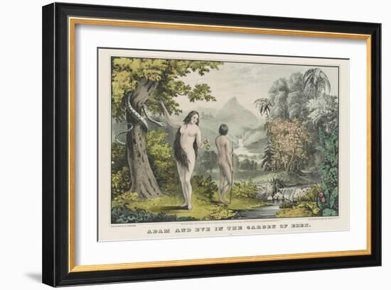 Adam and Eve in the Garden of Eden, from the Book of Genesis, Old Testament.-Stocktrek Images-Framed Art Print