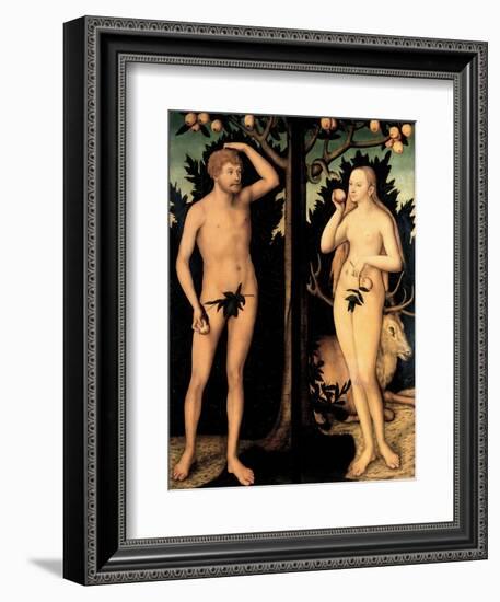 Adam and Eve in the Garden of Eden-Lucas Cranach the Younger-Framed Giclee Print