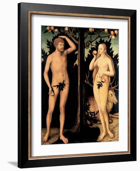 Adam and Eve in the Garden of Eden-Lucas Cranach the Younger-Framed Giclee Print