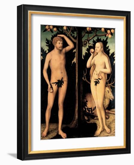 Adam and Eve in the Garden of Eden-Lucas Cranach the Younger-Framed Giclee Print