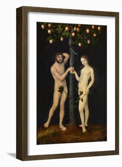 Adam and Eve Par Cranach, Lucas, the Elder (1472-1553), - Oil on Wood, 38X25 - Royal Museum of Fine-Lucas the Elder Cranach-Framed Giclee Print