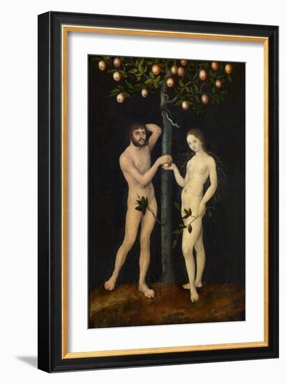 Adam and Eve Par Cranach, Lucas, the Elder (1472-1553), - Oil on Wood, 38X25 - Royal Museum of Fine-Lucas the Elder Cranach-Framed Giclee Print