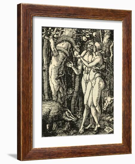 Adam and Eve Take the Apple in the Garden of Eden-Albrecht Dürer-Framed Photographic Print