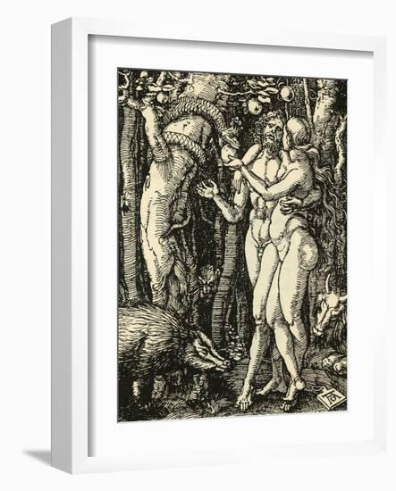 Adam and Eve Take the Apple in the Garden of Eden-Albrecht Dürer-Framed Photographic Print