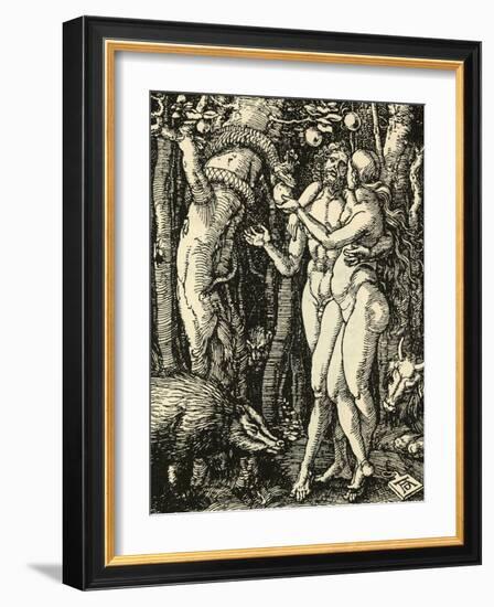 Adam and Eve Take the Apple in the Garden of Eden-Albrecht Dürer-Framed Photographic Print