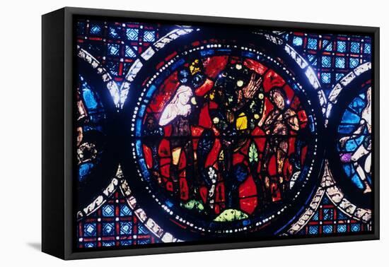 Adam and Eve (The Fall of Ma), Stained Glass, Chartres Cathedral, France, 1194-1260-null-Framed Premier Image Canvas