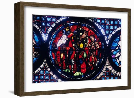 Adam and Eve (The Fall of Ma), Stained Glass, Chartres Cathedral, France, 1194-1260-null-Framed Photographic Print