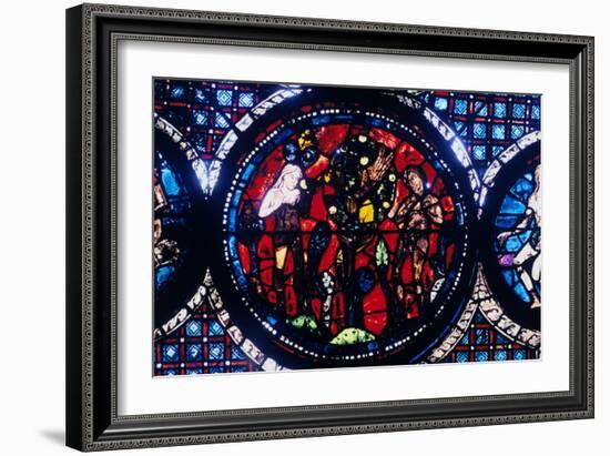 Adam and Eve (The Fall of Ma), Stained Glass, Chartres Cathedral, France, 1194-1260-null-Framed Photographic Print