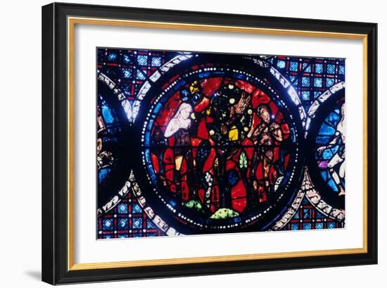 Adam and Eve (The Fall of Ma), Stained Glass, Chartres Cathedral, France, 1194-1260-null-Framed Photographic Print