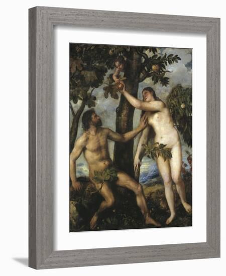 Adam and Eve-Titian (Tiziano Vecelli)-Framed Photographic Print