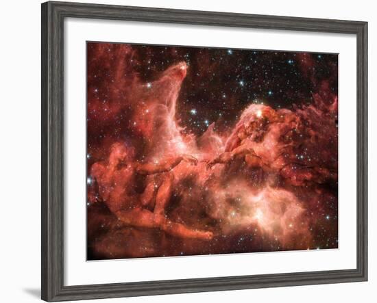 Adam and God Touching in Nebula-Mike Agliolo-Framed Photographic Print