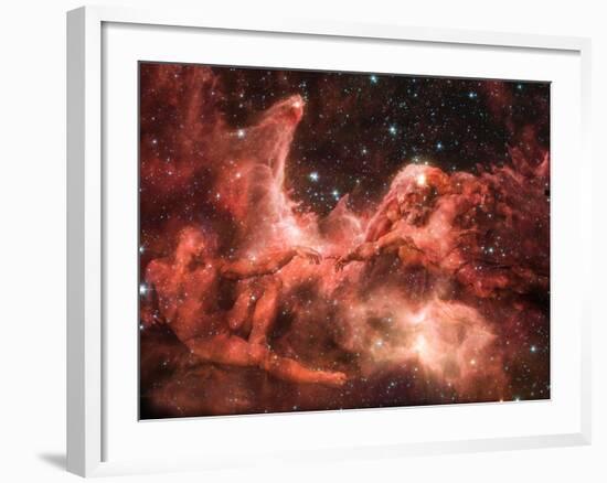 Adam and God Touching in Nebula-Mike Agliolo-Framed Photographic Print