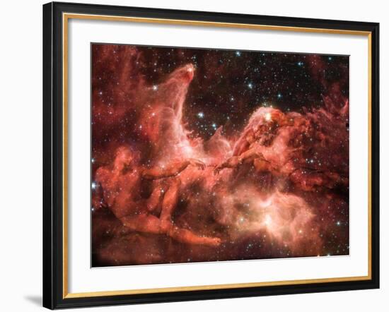 Adam and God Touching in Nebula-Mike Agliolo-Framed Photographic Print