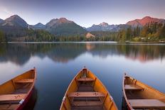 Rowing Boats and Mountains Beneath a Twilight Sky, Strbske Pleso Lake in the High Tatras, Slovakia-Adam Burton-Photographic Print