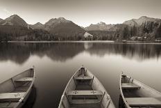 Rowing Boats and Mountains Beneath a Twilight Sky, Strbske Pleso Lake in the High Tatras, Slovakia-Adam Burton-Photographic Print