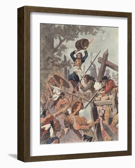 Adam Dollard and His Companions Fighting the Iroquois at the Battle of Long Sault, Canada, 1660-Louis Charles Bombled-Framed Giclee Print