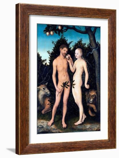 Adam Et Eve Au Paradis  Peinture De Lucas Cranach L'ancien (1472-1553) 1531 Staatliche Museen, Ber-Lucas the Elder Cranach-Framed Giclee Print